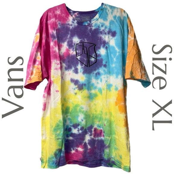 Vans Other - Vans - Tie-Dye T-Shirt - Geometric “VANS” Logo - Multicolor Swirl - Size XL